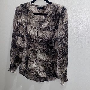 1. State Snake Print Long Sleeve Blouse